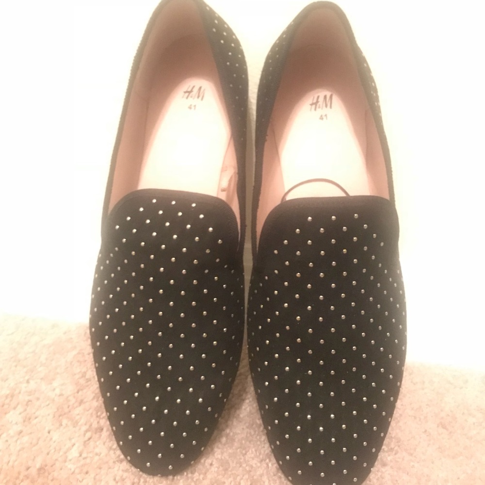 Black flats with gold studs